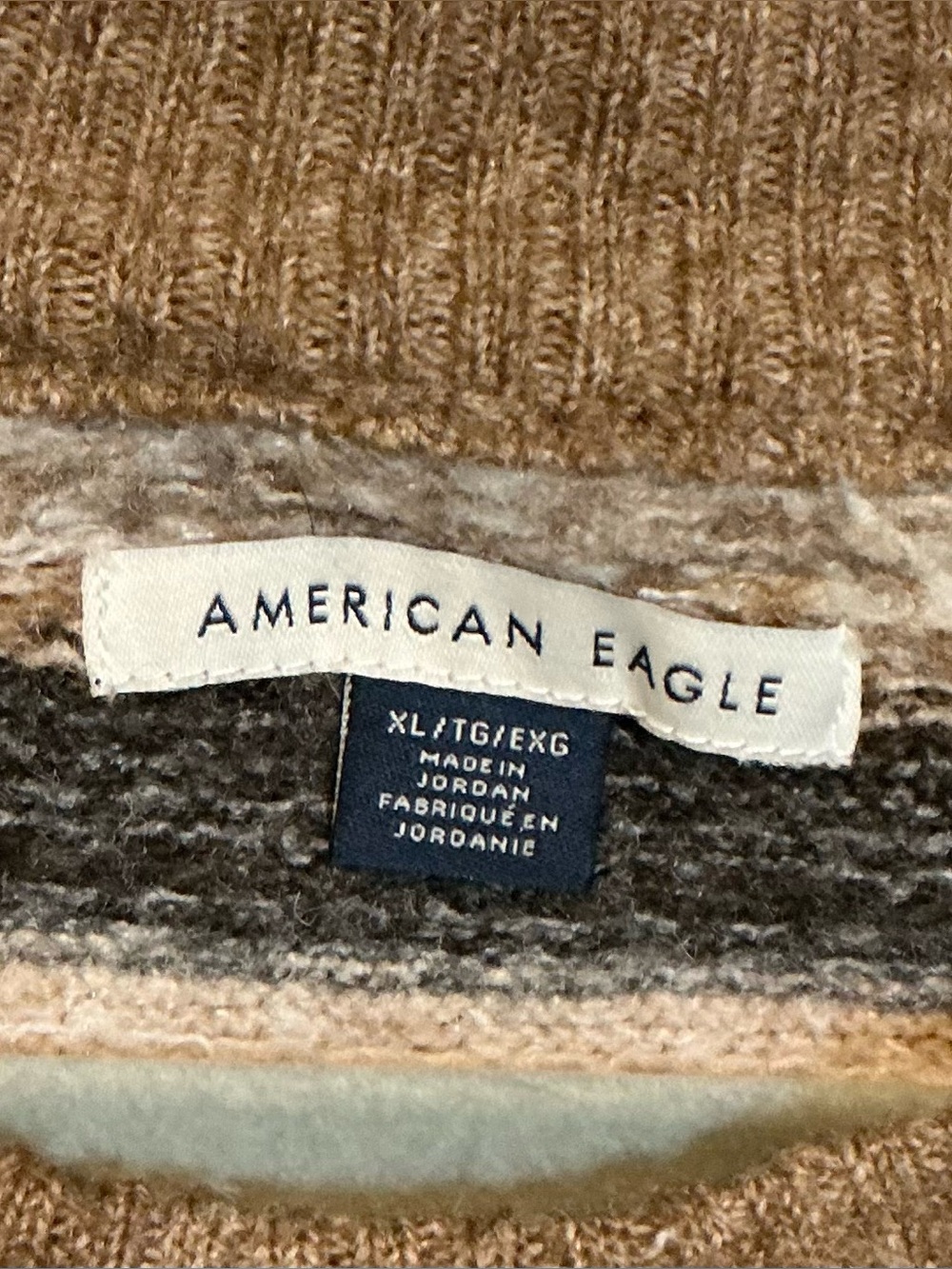 American Eagle Outfitters Brown, Cream & Gray Fair Isle Knit Sweater - Picture 7 of 7